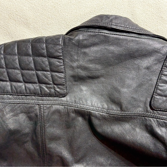 AllSaints Black Conroy  Biker Black Quilted Leather Jacket - Picture 11 of 11
